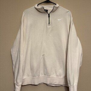 Nike Embroidered Logo Cream Quarter Zip Sweatshirt